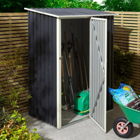 Rowlinson Trentvale 5x3 Metal Pent Shed - Dark Grey - Rowlinson Trentvale 5x3 Metal Pent Shed - Dark Grey - Metal Sheds