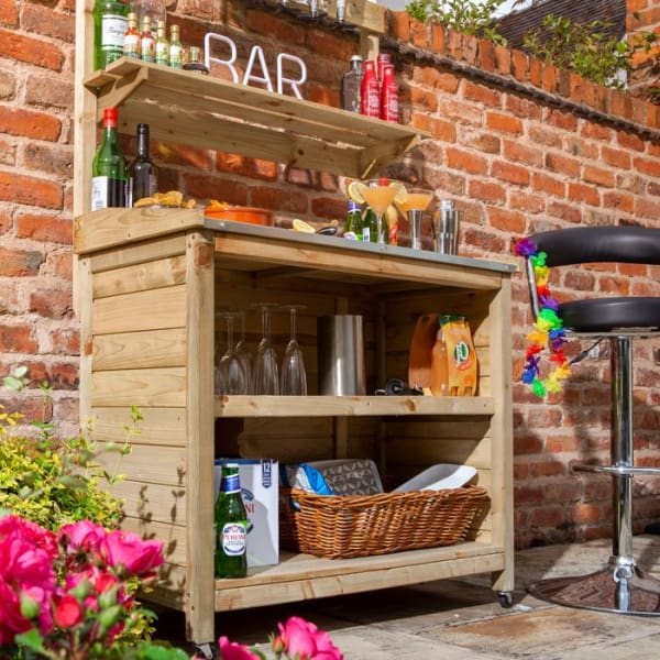 Rustic outdoor shop bar table