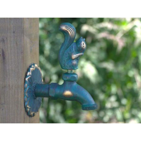 Squirrel Ornamental Verdigris Garden Tap - Garden Taps