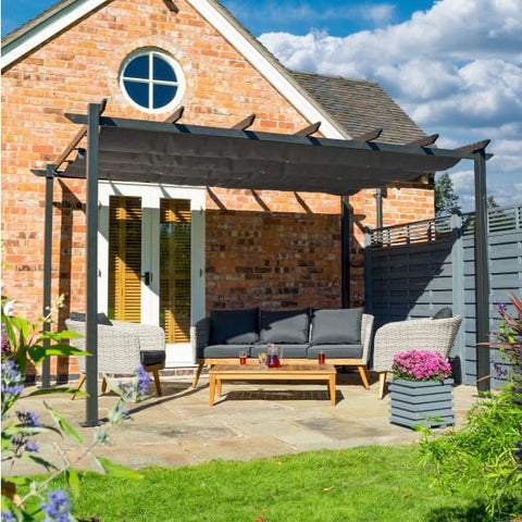 Venetian Canopy Pergola 4x3 Grey - Heritage Gardens UK Online Garden Centre